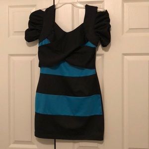 Blue black dress large on tag can fit medium